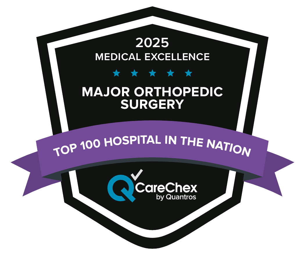 2025 CareChex Medical Excellence Major Orthopedic Surgery Top 10% Hospital in the Nation award logo