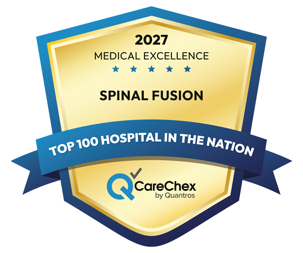 2027 CareChex Medical Excellence Award Spinal Fusion Top 100 Hospital in the Nation award logo