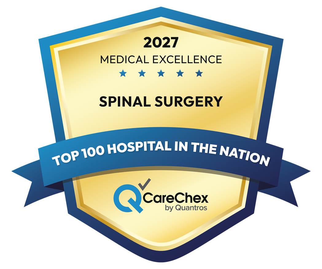 2027 CareChex Medical Excellence Spinal Surgery Top 100 Hospital in the Nation award logo