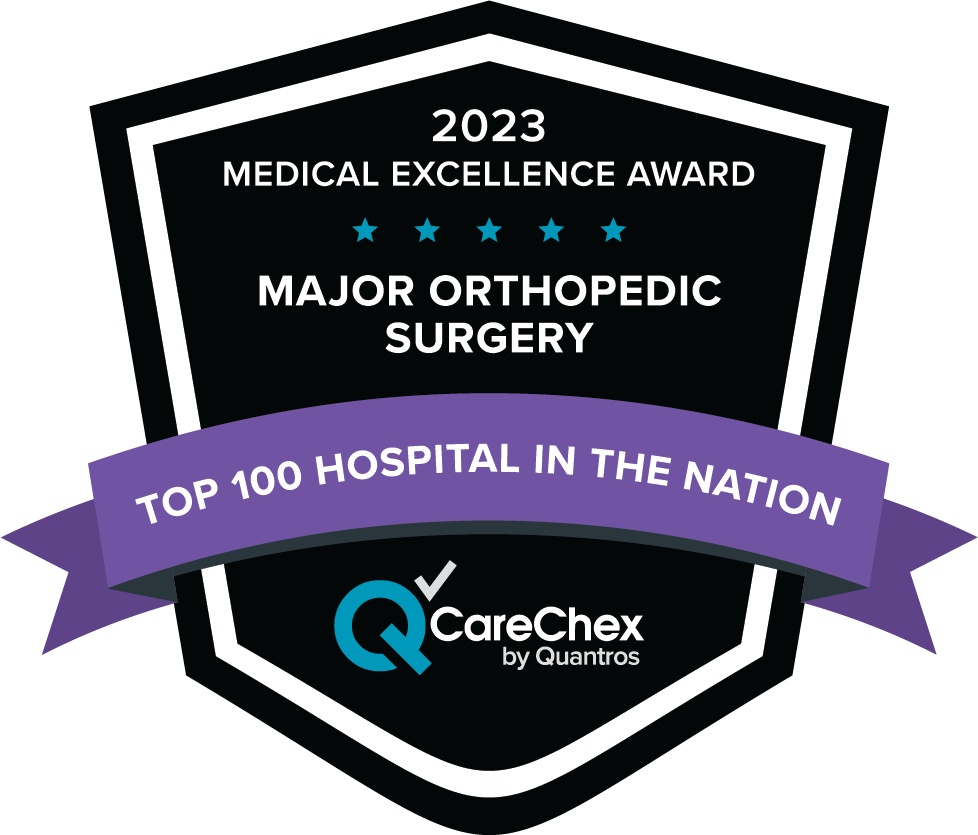 2023 CareChex Medical Excellence Major Orthopedic Surgery Top 100 Hospitals in the Nation award logo