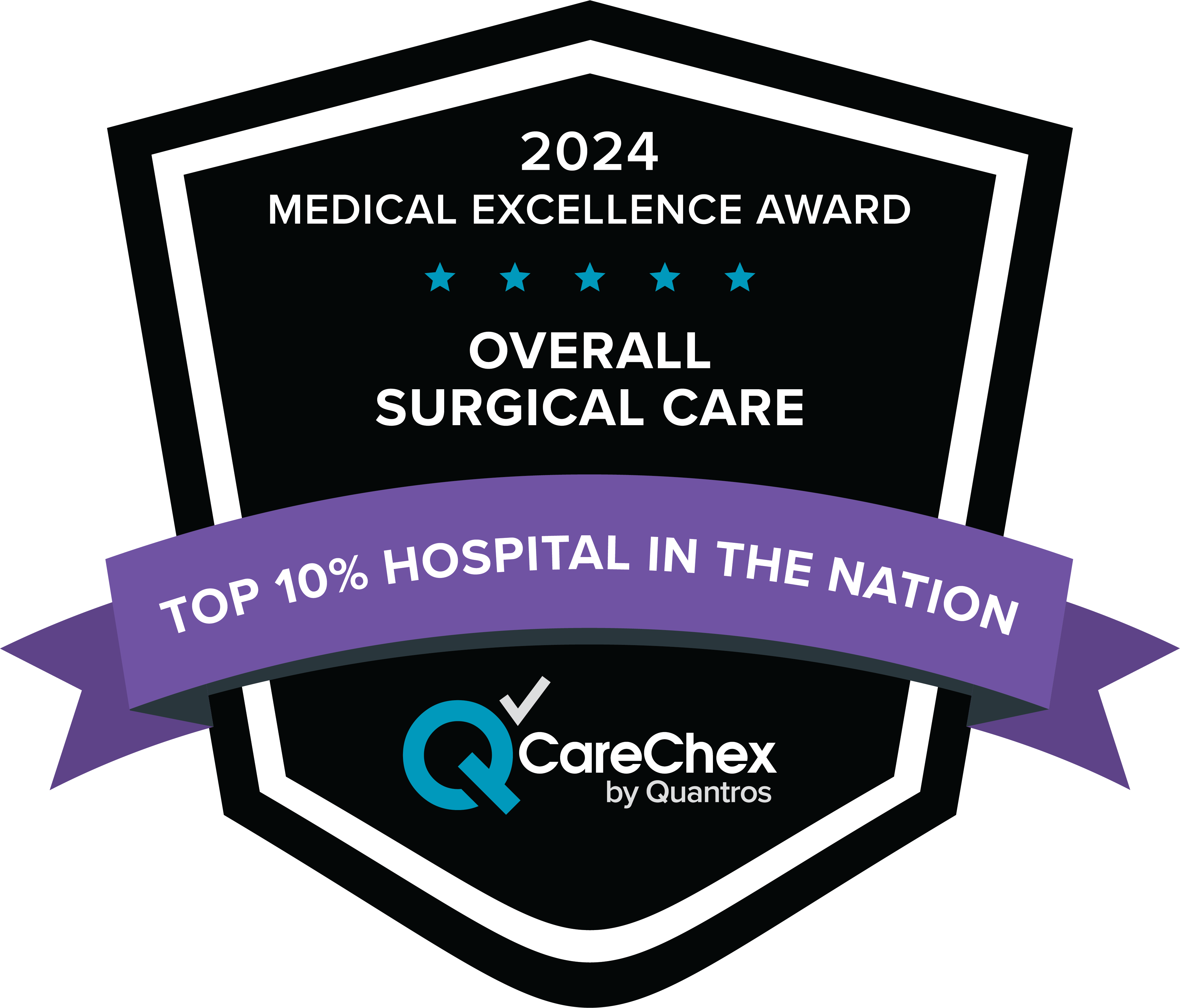 2024 CareChex Medical Excellence Overall Surgical Care Top 10% Hospitals in the Nation award logo