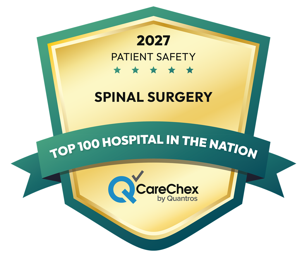 2027 CareChex Patient Safety Spinal Surgery Top 100 Hospital in the Nation award logo