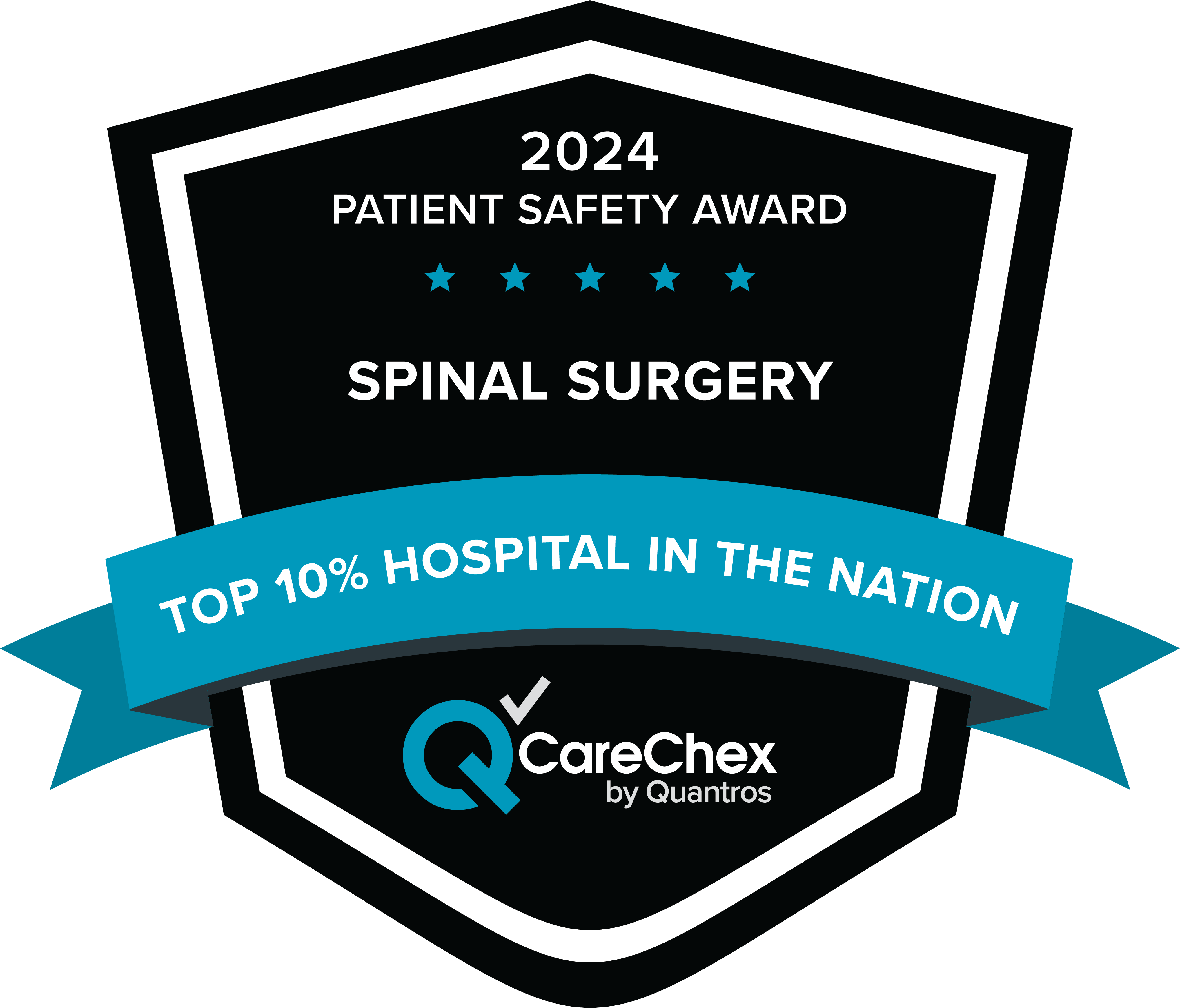 2024 CareChex Patient Safety Award Orthopedic Care Top 10% Hospital in the Nation award logo