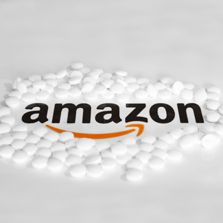 amazon logo surrounded by pills