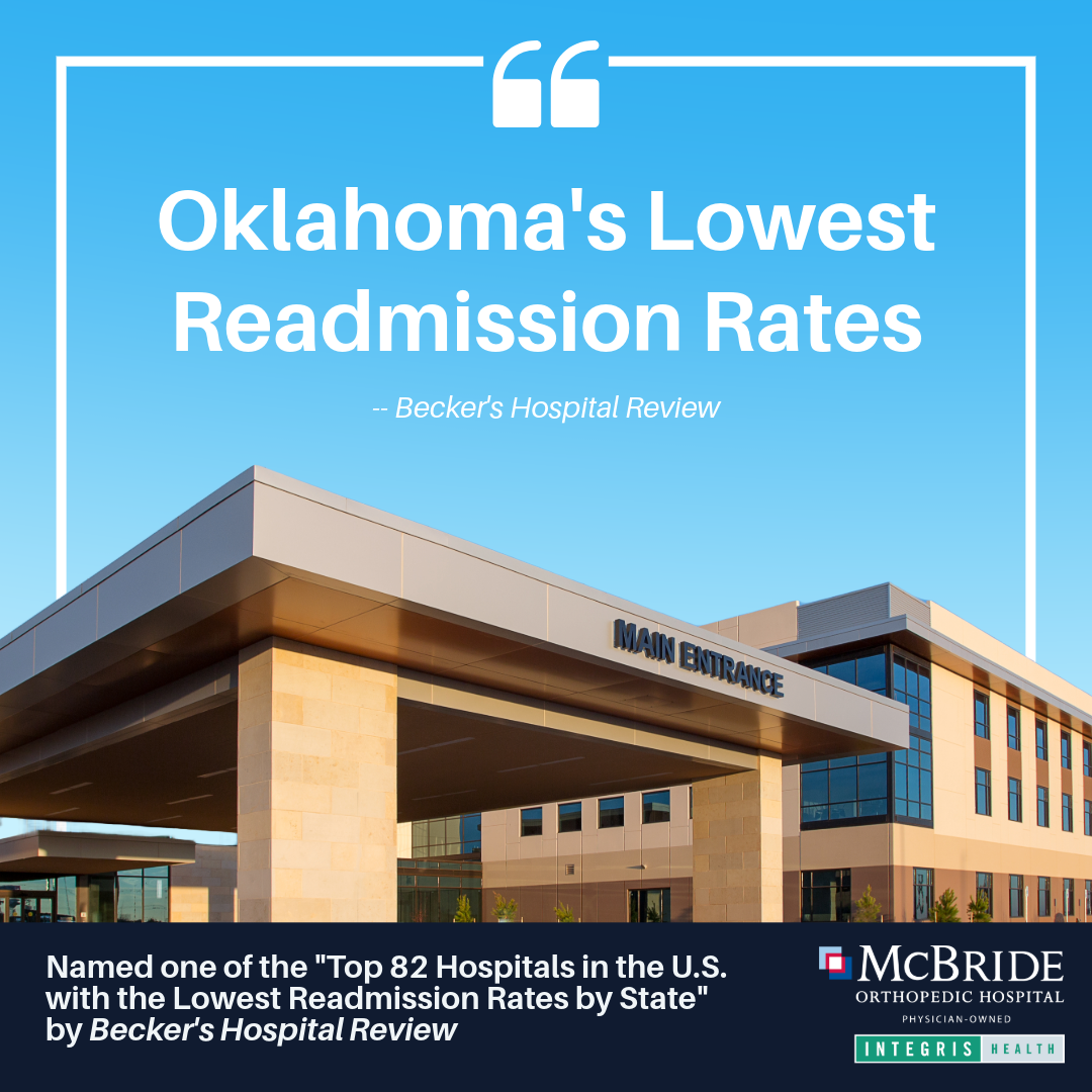 graphic stating Oklahoma's Lowest Readmission Rates with photo of hospital